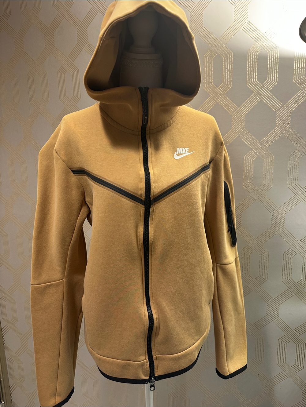 Nike Tech Fleece Full Zip Hoodie Club Gold Wheat Tan Size Small